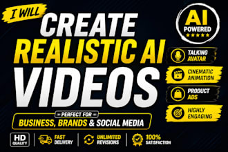 create realistic ai video cinematic, ai animation product ads and talking avatar