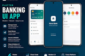 develop a modern flutter mobile app UI for android and ios