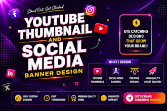 design youtube thumbnail professional facebook covers attractive linkedin banner