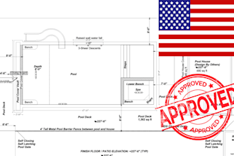 draw your swimming pool plan for construction set