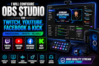 configure obs studio for twitch, youtube, facebook, and kick