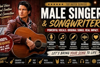 be your male singer, vocal topline songwriter for edm and pop