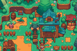 design top down pixel art assets and environment tilesets for your game