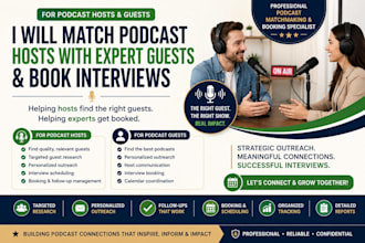 match podcast hosts with expert guests and book interviews