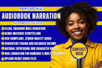 narrate your self help romance book to  audiobook voice over for acx and audible