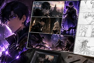 create webtoon episodes manga panels anime comic illustration