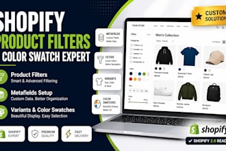 set up shopify metafields, filters, variants and color swatches