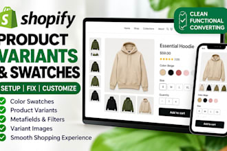 fix shopify product variants, variant images, color swatches and filters