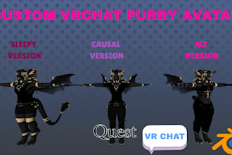 create and customize custom vrchat furry avatar for PC and quest