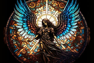 create custom 2d stained glass art window panel and glass pattern designs