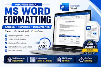format professional ms word documents, tables, and official reports