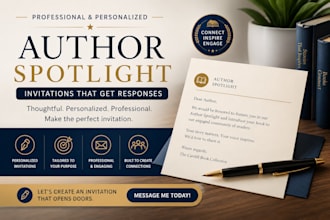 create professional author spotlight invitations for authors