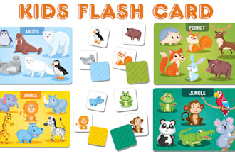 design kids educational flash card animal alphabetical learning memory card game