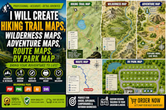 hiking trail maps, wilderness maps, adventure maps, route maps, rv park map