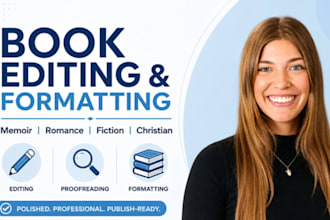 proofread memoir, fiction novels, christian book format or romance book editing