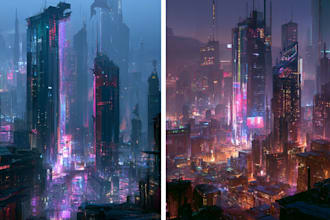 draw illustration of futuristic cyberpunk city