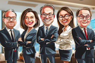 make a group cartoon caricature for a corporate or business