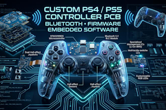 create ps4 ps5 controller pcb, bluetooth, embedded firmware and software