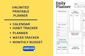 create editable planner tracker notebook printable worksheet journal design