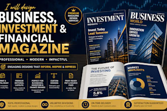 design a professional business investment and financial magazine for event