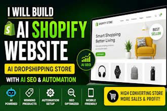 build ai shopify website, ai dropshipping store with ai SEO