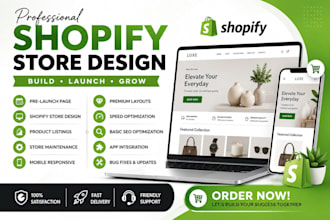 build shopify pre launch page store website design maintenance product listings