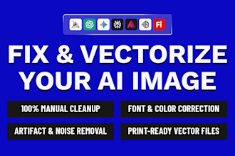 vectorize and fix ai generated image or logo into clean, scalable vector files