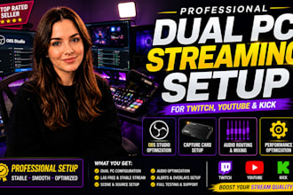 professionally set up dual PC streaming for twitch, youtube, and kick