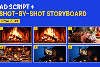write your video ad script and shot by shot storyboard
