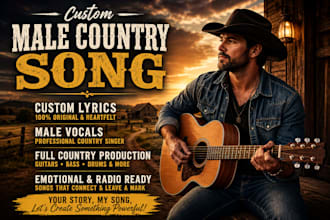be your custom country guitar song instrumental male lead vocals harmony singer