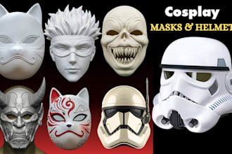 sculpt cosplay mask helmet 3d model for anime, halloween, sci fi for 3d printing