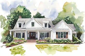 do watercolor house painting