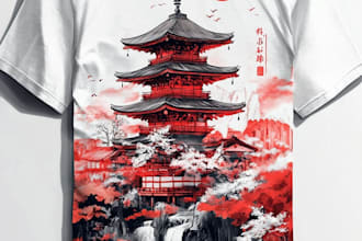create japanese art for t shirt illustration