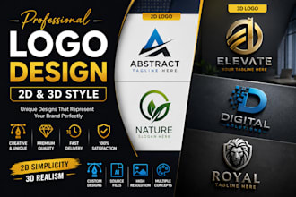 create professional logo design in 2d and 3d style