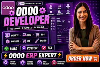 develop odoo website customization web app CRM pos modules fix odoo erp design