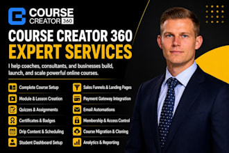course creator 360 gohighlevel kajabi online course funnels automation ghl cc360