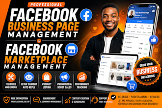 manage facebook marketplace fix issue, setup chatbot, list product for promotion