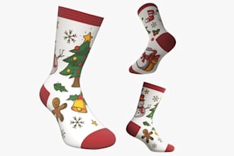 do 3d socks modelling, pattern design, custom socks, socks, socks design