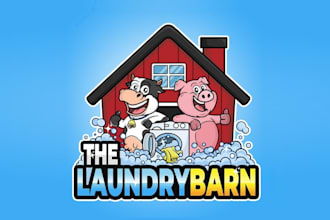 design mascot modern fun laundromat cleaning logo