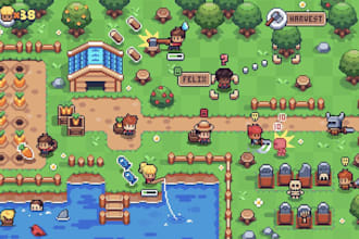 create 8bit 16bit pixel art tilemap tileset top down game map background