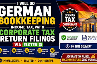 do german bookkeeping, income tax, vat, corporate tax return filings via elster