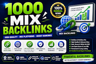 1000 mix profile backlinks high da DR with manual work