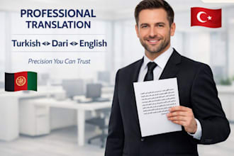 professional turkish, dari  english translation services