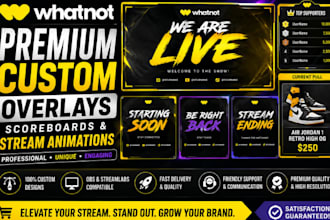 design premium custom whatnot overlays, scoreboards, and stream animations
