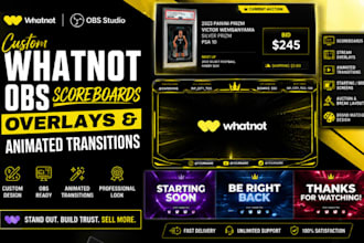 design custom whatnot obs scoreboards, overlays and animated transitions