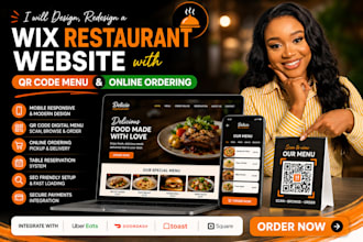 design, redesign a wix restaurant website with qr code menu and online ordering