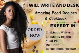 be food recipe cookbook ghostwriter, recipe book writer meal plan blog article