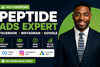 setup peptide  facebook ads instagram ads google ads for leads generation