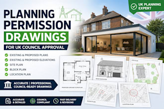 prepare planning permission drawings for UK council approval