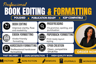 do book editing and formatting, proofreading, and amazon KDP formatting